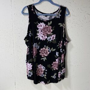 torrid Black Floral Cold-Shoulder Tank with Pink Blooms